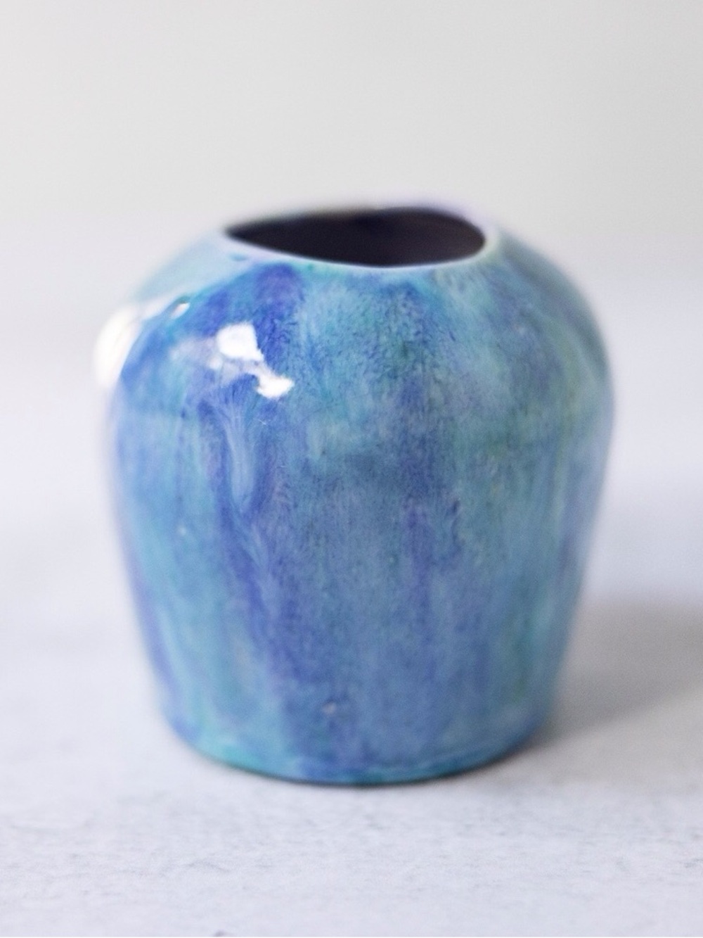 Glazed Blue Ceramic Accent Vase